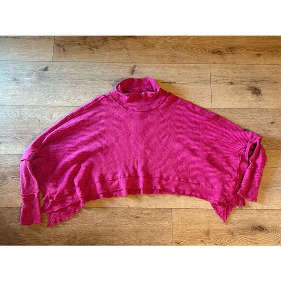 Free People Womens Pink Knit Cropped Oversized Sweatshirt Size Small - Picture 1 of 3